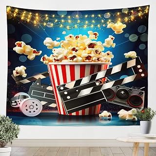 Castle Fairy Vintage Cinema Ticket Tapestry Living Room Bedroom Movie Theater Wall Hangings Art Popcorn Tapestries for Home Decor 59.1x82.7