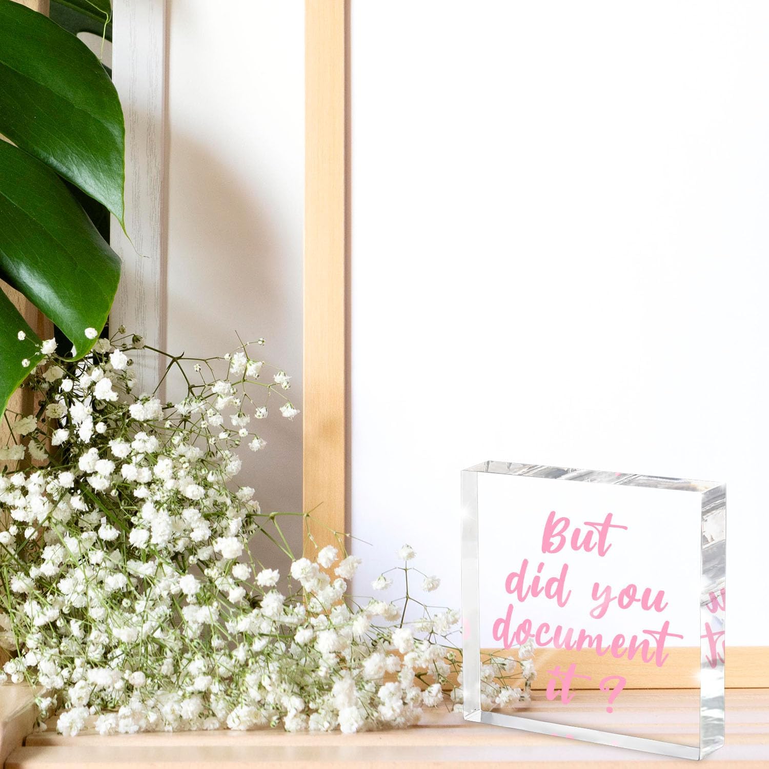 But Did You Document It Pink Office Decor - Pink Desk Accessories Acrylic Square Sign - Fun Office Decor Gift for Friends Colleagues Employees - Image 3