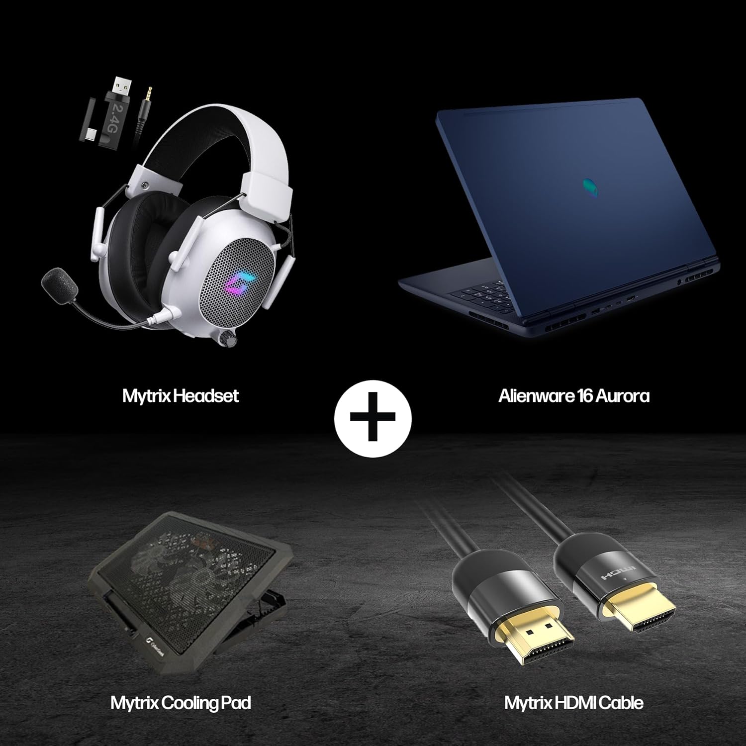 Dell Alienware 16 Aurora AC16250 Gaming Laptop, Intel Core 7 240H, NVIDIA GeForce RTX 5050, 16" WQXGA 120Hz IPS, 16GB RAM, 1TB SSD, WiFi 6, w/Cooling Pad HDMI Cable, Windows 11 Pro