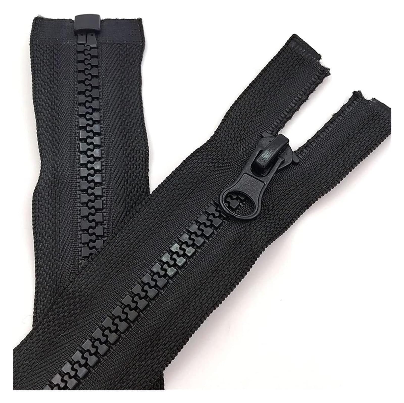 Zamki metalowe, zamki, zamek błyskawiczny, błyskawiczne otwarte, do szycia, z żywicy plastikowej 5# uchwytami na, czarne kurtki (60 cm (24 cale))(75cm(30 inch))