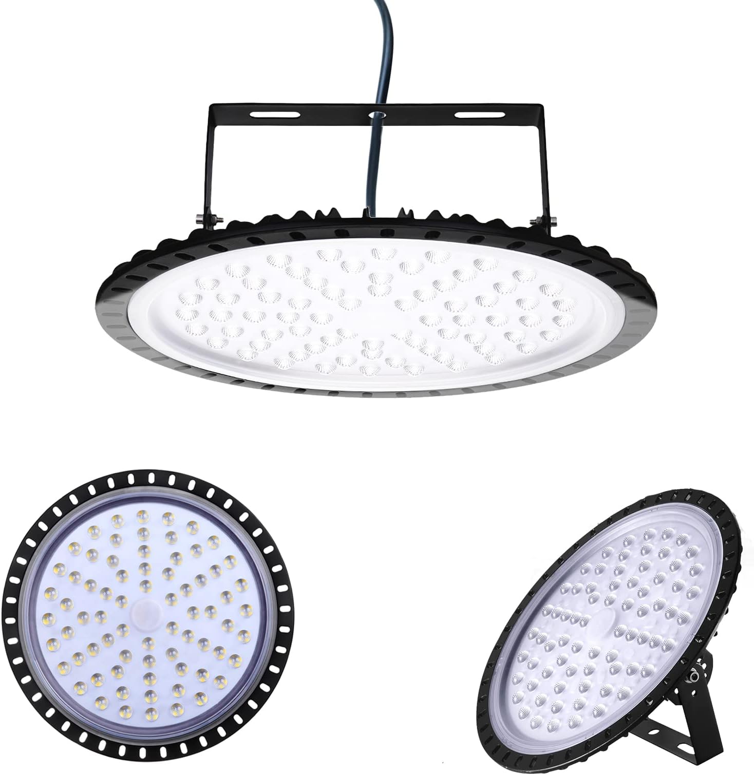 Projecteurs LED UFO 100W Lot De 4 - 10000LM IP65 Blanc Froid 6500K - Garage Atelier
