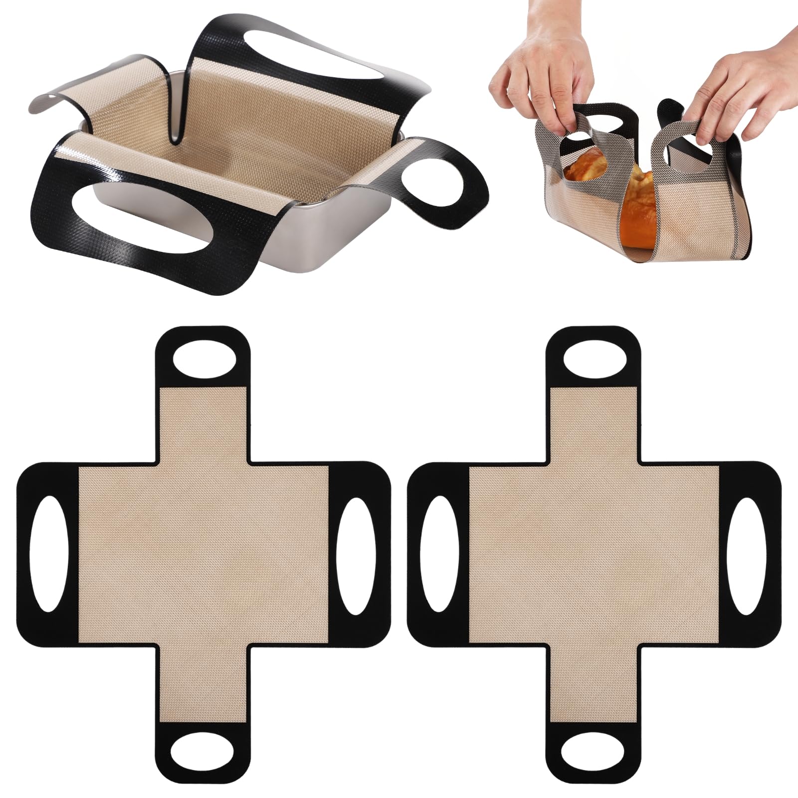 Moule à pain en silicone anti-adhésif lot de 2 avec poignées pour transfert de pâte au levain