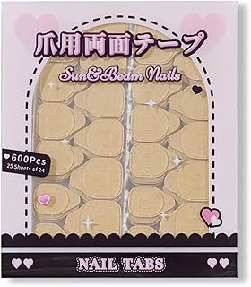 Sun&Beam Nails ネイルチップ 付け爪 つけ爪 両面テープ ネイル つけづめ 爪用 接着剤 テープ グルー 0.3mm 極薄 超 強力 透明 防水 (25シート/600枚)