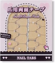 Sun&Beam Nails Jelly Nail Tabs for Press-On Nails 0.3mm Ultra-Thin Waterproof Adhesive 600pcs Strong Hold Double Sided Tabs for Finger (Standard Size)