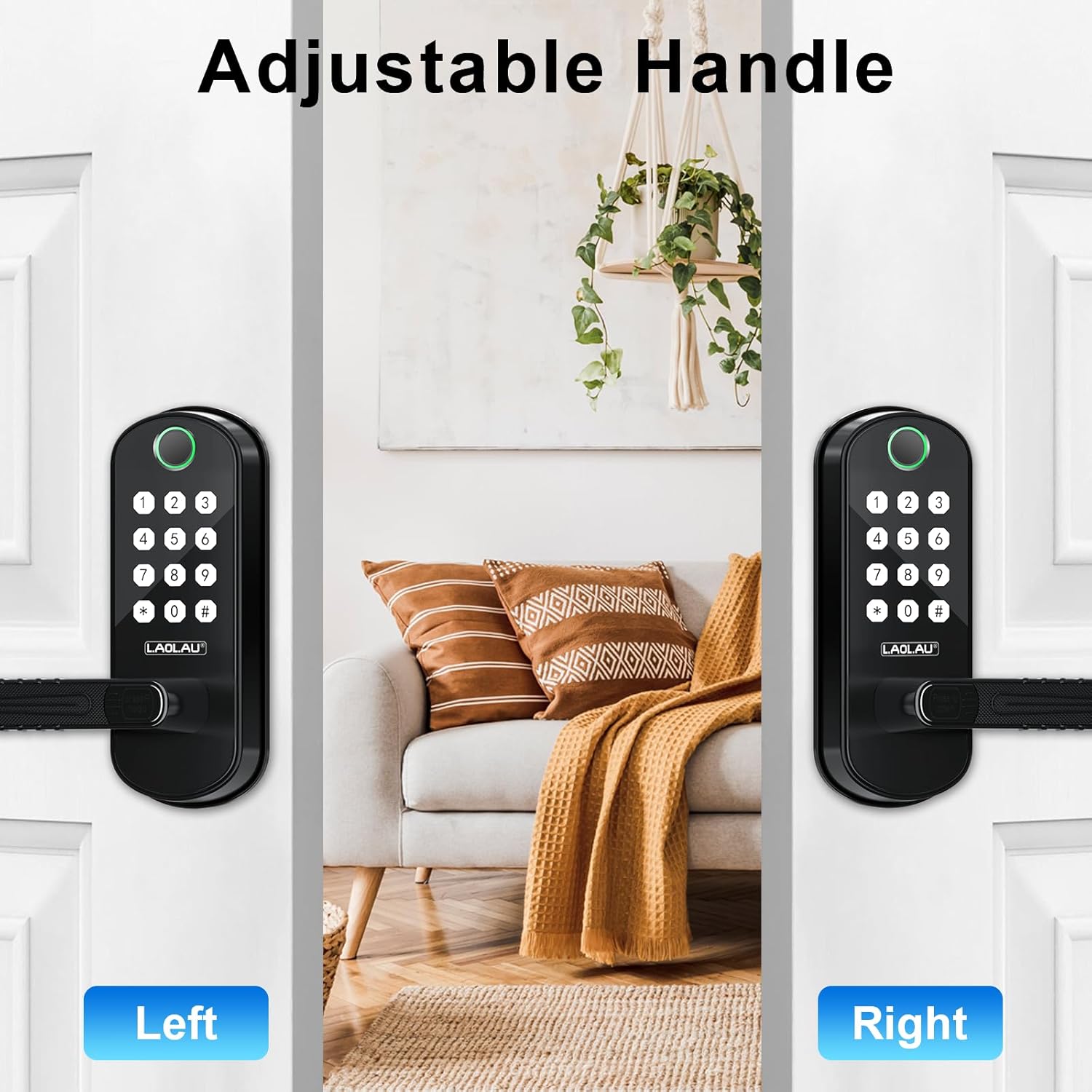 B04 Fingerprint Electronic Door Lock with Keypad and Handle – Keyless Entry Smart Door Lock, Remote APP Control, Code Unlock, Matte Black, Smart Locks for Front Door, Home, Office Use