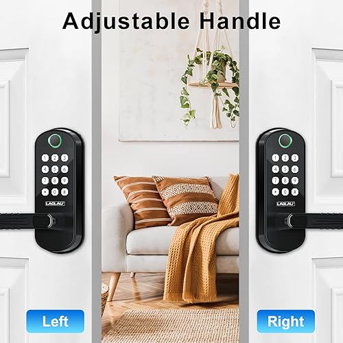 Miniatura 7 de B04 - Cerradura electrónica de puerta con teclado y asa, cerradura de puerta inteligente de entrada sin llave, control remoto por aplicación, Negro