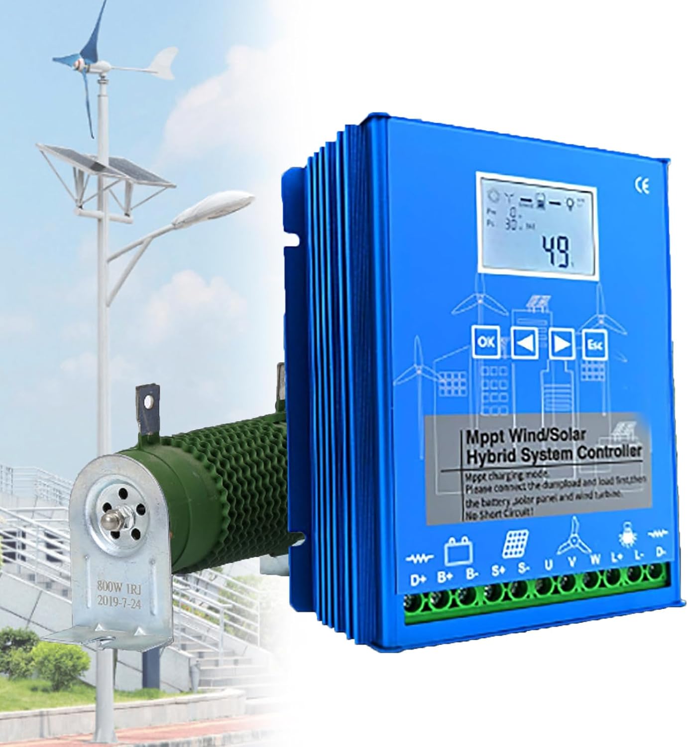 12V 24V 48V Wind Solar Hybrid Charge Controller - 15000W Solar + Wind Turbine Auto Regulator for Home Energy System, Efficient Renewable Power Management