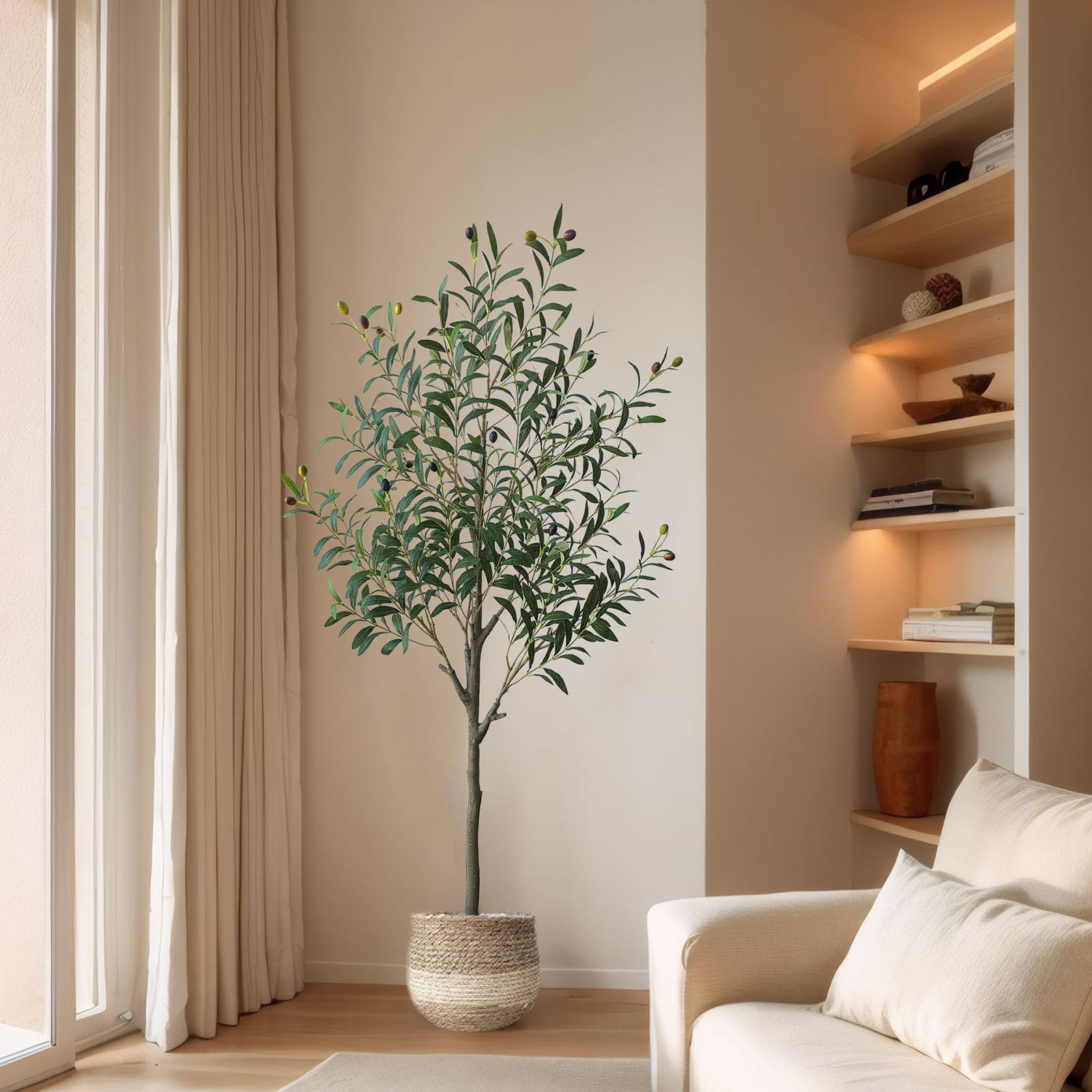 Grand olivier artificiel 150 cm pour salon, bureau, balcon, décoration d'événements