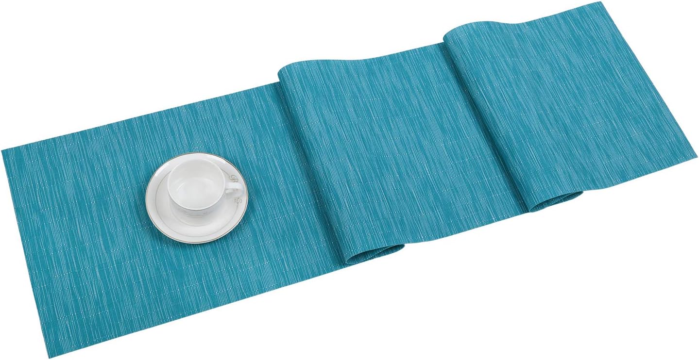 SHACOS Woven Vinyl Table Runner Indoor Outdoor 12x71 inch