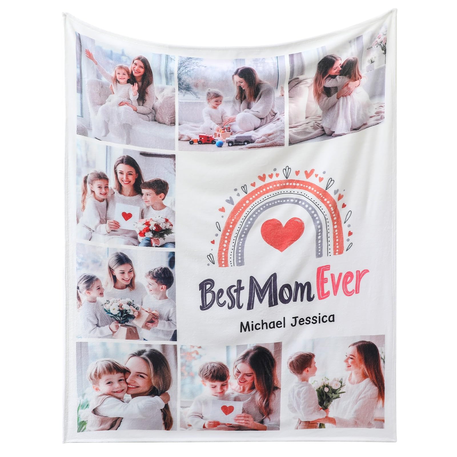 Snewvie Gifts for Mum - Personalised Photo Blanket for Adults - Custom Mum Blanket with Photos (A-8Photo)