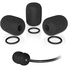Cordro 3 PCS Mic Cover for Bose A20 Aviation Headset, Replacement Windscreen for Bose A30 A20 Microphone Spongue Pop Filter, Foam Cover WindScreen Black