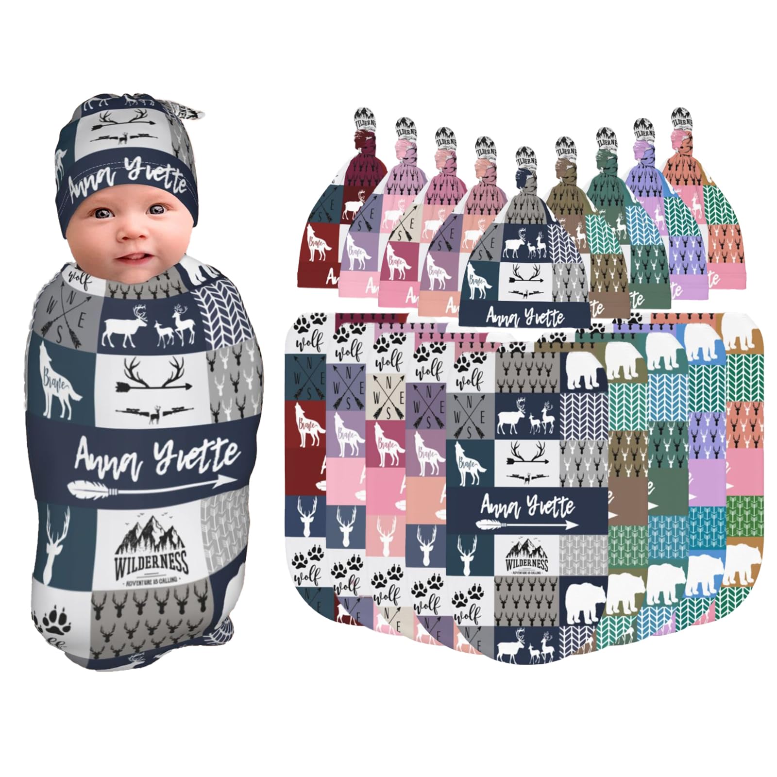 Custom Swaddle Blankets - Personalized Baby Swaddle Me 0-3 Month for Newborn Boys & Girls