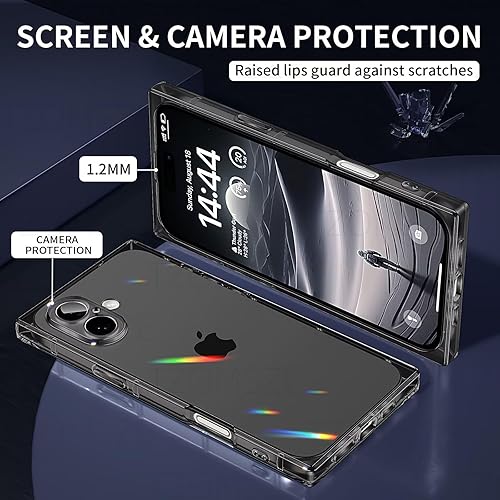 Miniatura 9 de Tzomsze Funda cuadrada compatible con iPhone 15 Plus transparente, protección completa de la cámara y esquinas reforzadas, funda delgada de silicona