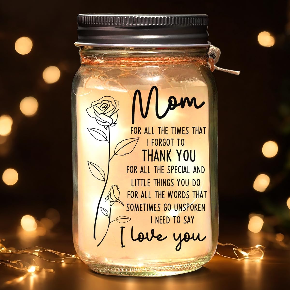 Mason Jar Night Light for Mom from Daughters, Sons, Kids, Christmas Gifts For Mom Grandma, Sentimental Best Mom Gift for Women, Centerpiece Table Decorations, Thank You Gifts for Women - Image 2