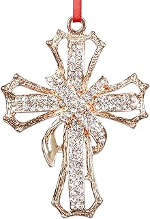 WaaHome Metal Cross Christian Christmas Ornaments - Religious Christmas Ornament Gifts for Women Girls Mom, 2025 Cross Keepsake Ornament Nativity Ornaments for Xmas Tree Decorations