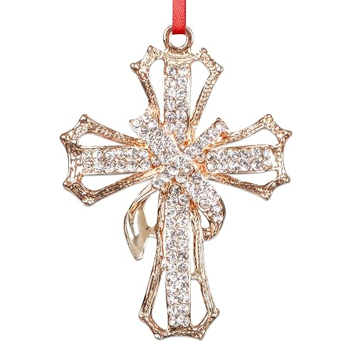 WaaHome Metal Cross Christian Christmas Ornaments - Religious Christmas Ornament