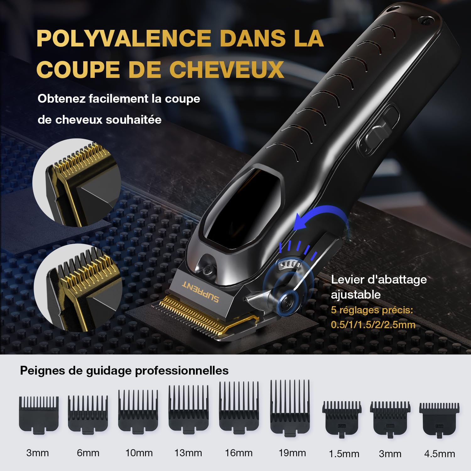 SUPRENT Tondeuse Cheveux Hommes Professionnelle-Tondeuse à Cheveux Sans Fil