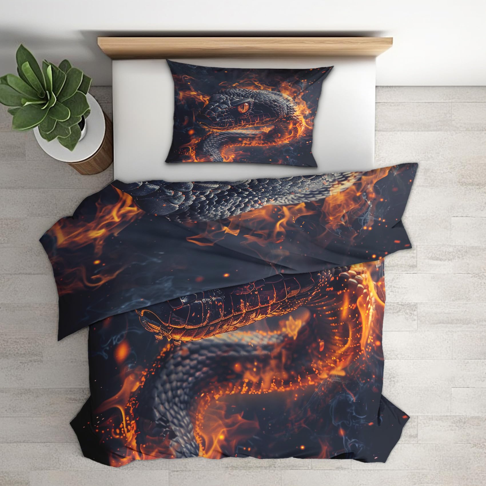 Housse de couette serpent 140x200 pour une chambre d'ado fantastique et moderne