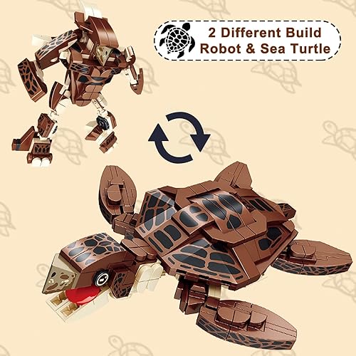 Miniatura 3 de Neomoner Bloques de construcción de animales del océano, criaturas del mar profundo, juego de juguetes de construcción para niños, niñas, tortugas