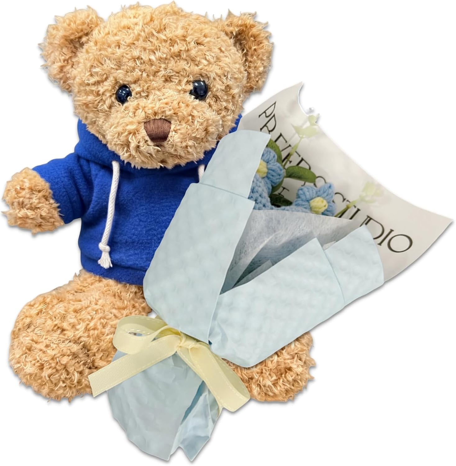 Q-FLA and3 902253 Fabric Flower Summer Knit Bouquet BL ST Chocolate Hoodie Blue Never Wither Flower Gift