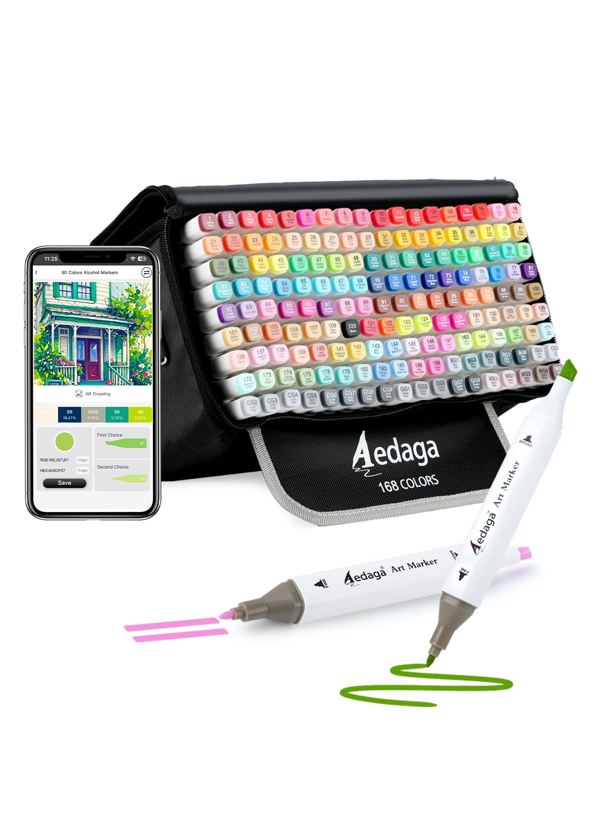AEDAGA 168 Colors Alcohol Markers