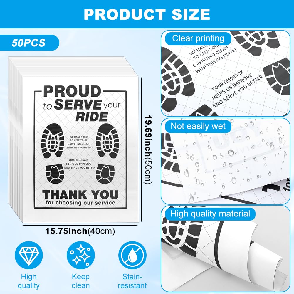 50Pcs White Car Paper Floor Mats Disposable Car Carpet Protector Paper Floor Mats for Automotive Vehicle Shops Buses — view 2