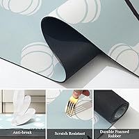 Vista 5 de Juego de 3 tapetes de cocina de otoño azul con respaldo de goma, alfombrillas de cocina de hola calabaza, otoño, para piso, antideslizante, alfombra