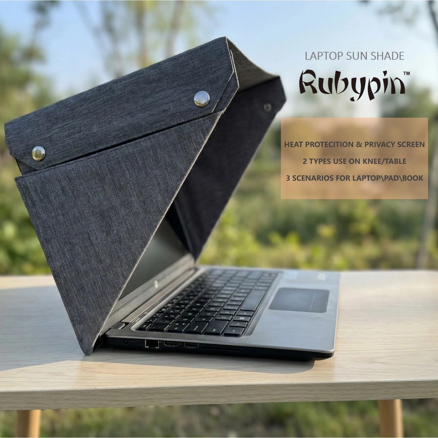 Photo 1 of 4-in-1 Laptop Sun Shade Hood – Screen Privacy Cover, Anti-Glare & Heat Protection, Contrast Enhancement – Fits 12”/13”/14”and 15" -16" Laptops, Self-Standing Design, Portable and Foldable,Gray