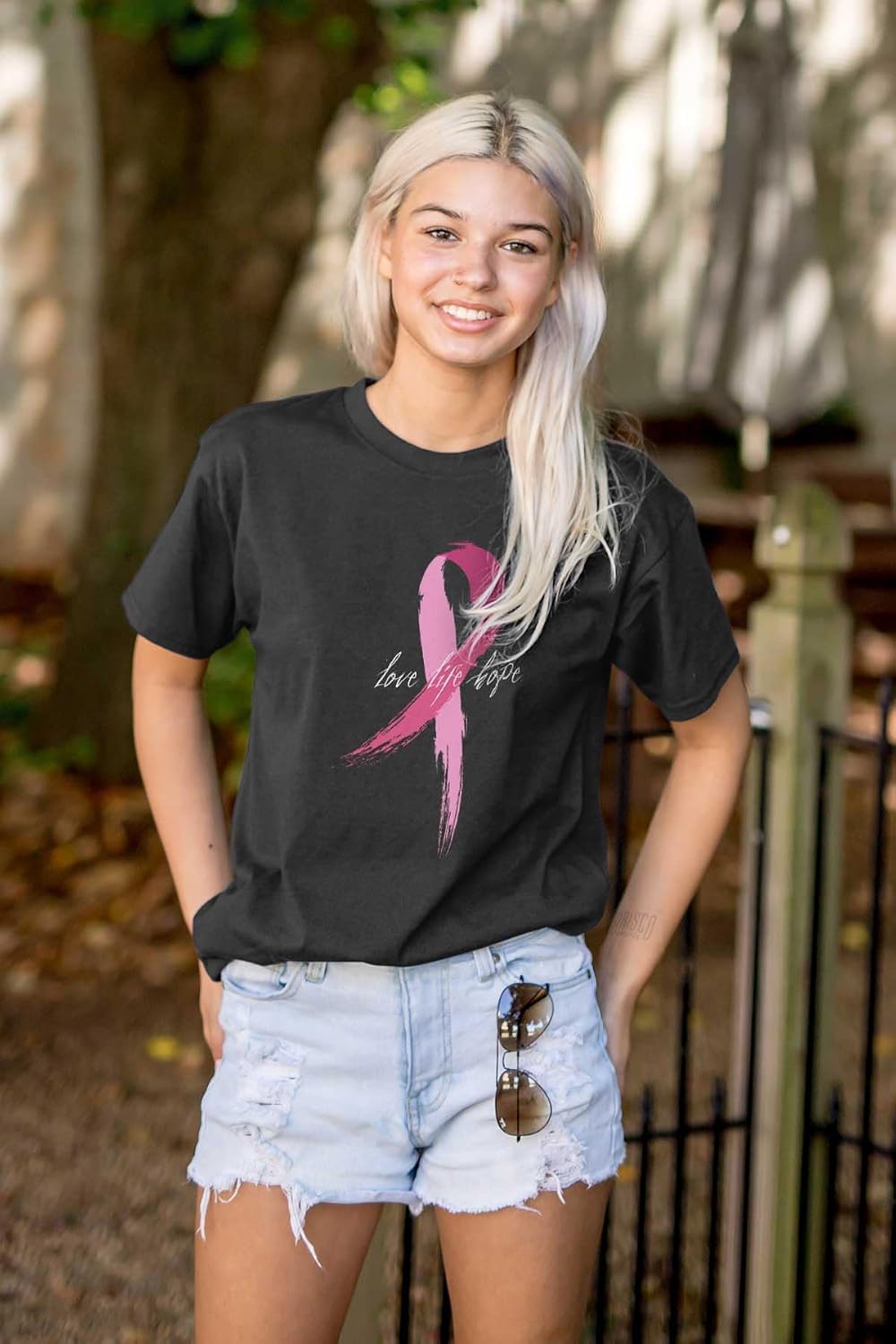 Love Life Hope Breast Cancer Aware Womens Graphic T Shirt Tees