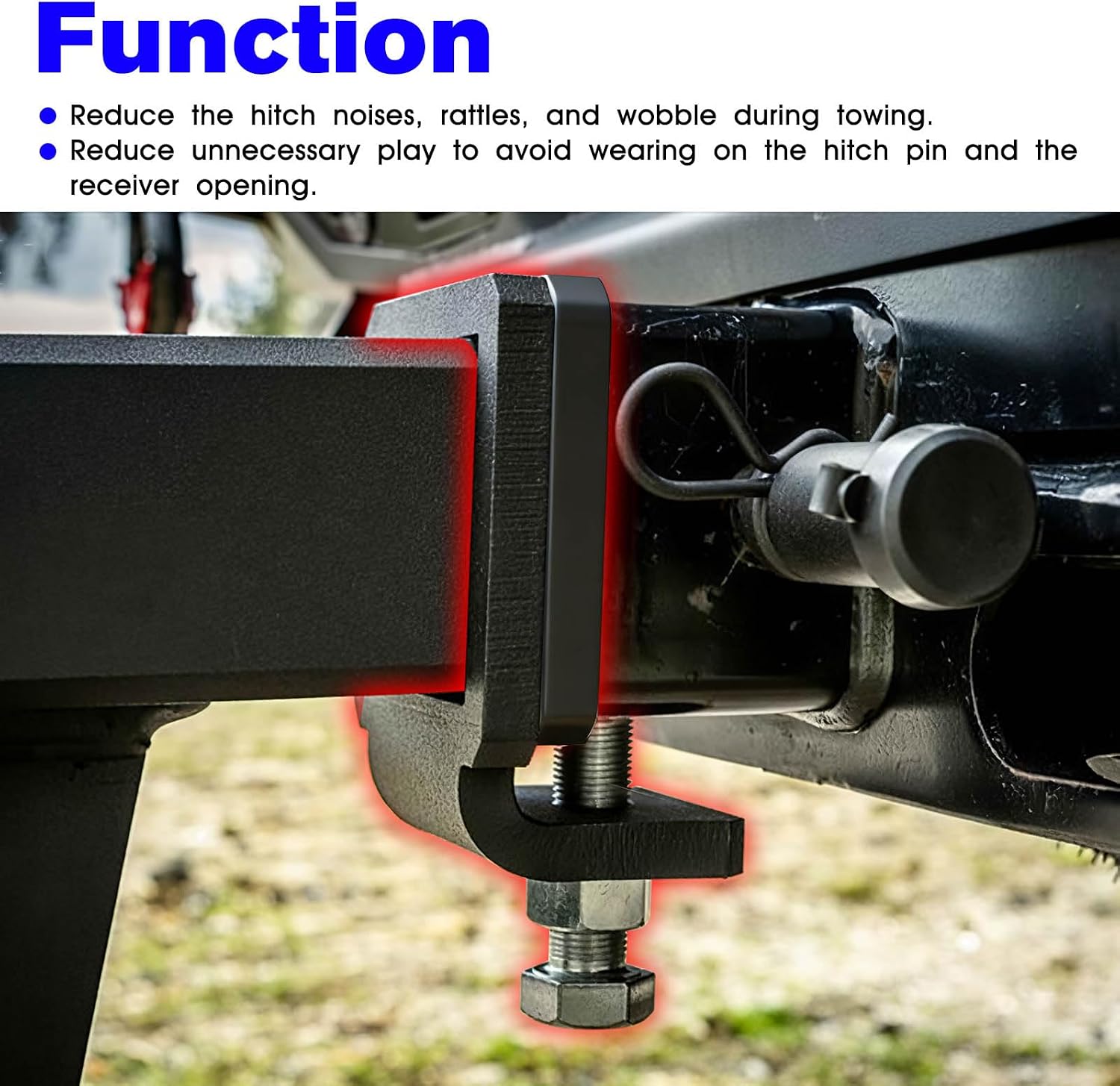 Anti Rattle Hitch Clamp with 2 Silencer Pads for Hitch Anti Rattle 2 Inch, Heavy Duty Steel Trailer Hitch Anti Rattle Stabilizer Compatible with Ball Mounts, Tow Bars & Hitch Accessories