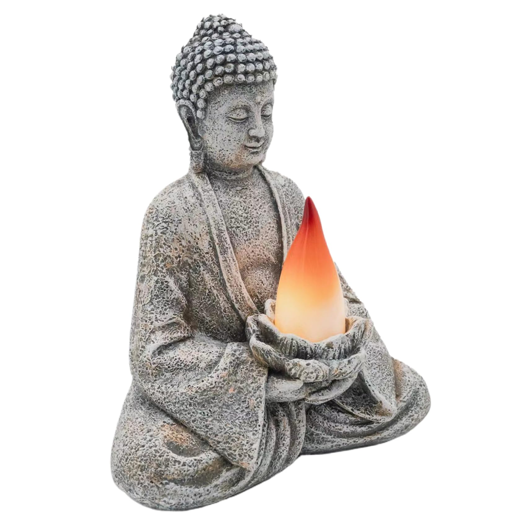 Perodlly Buddha Statue with Lotus Solar LED Light, Garden Buddha Statue Outdoor, Waterproof Resin Decor for Zen Meditation Spiritual Room Backyard Patio Porch Yard Lawn..