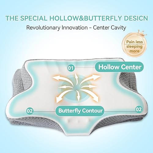 Miniatura 4 de Almohada cervical para aliviar el dolor de cuello y hombros, almohadas de espuma viscoelástica, almohada de cama ergonómica de contorno, suave para