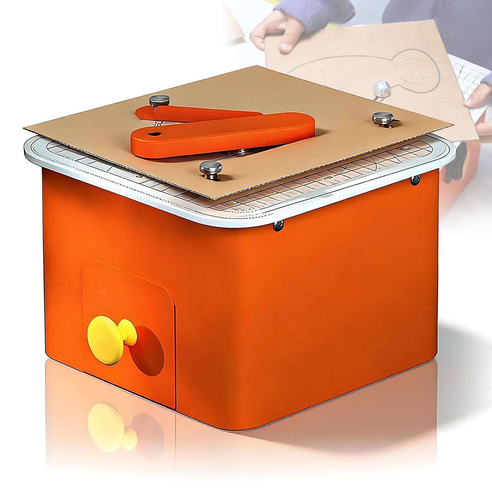 Cortador eléctrico de cartón para niños, diseño de hoja oculta, apto para zurdos, ABS seguro con bordes redondeados, ideal para manualidades y proyectos escolares