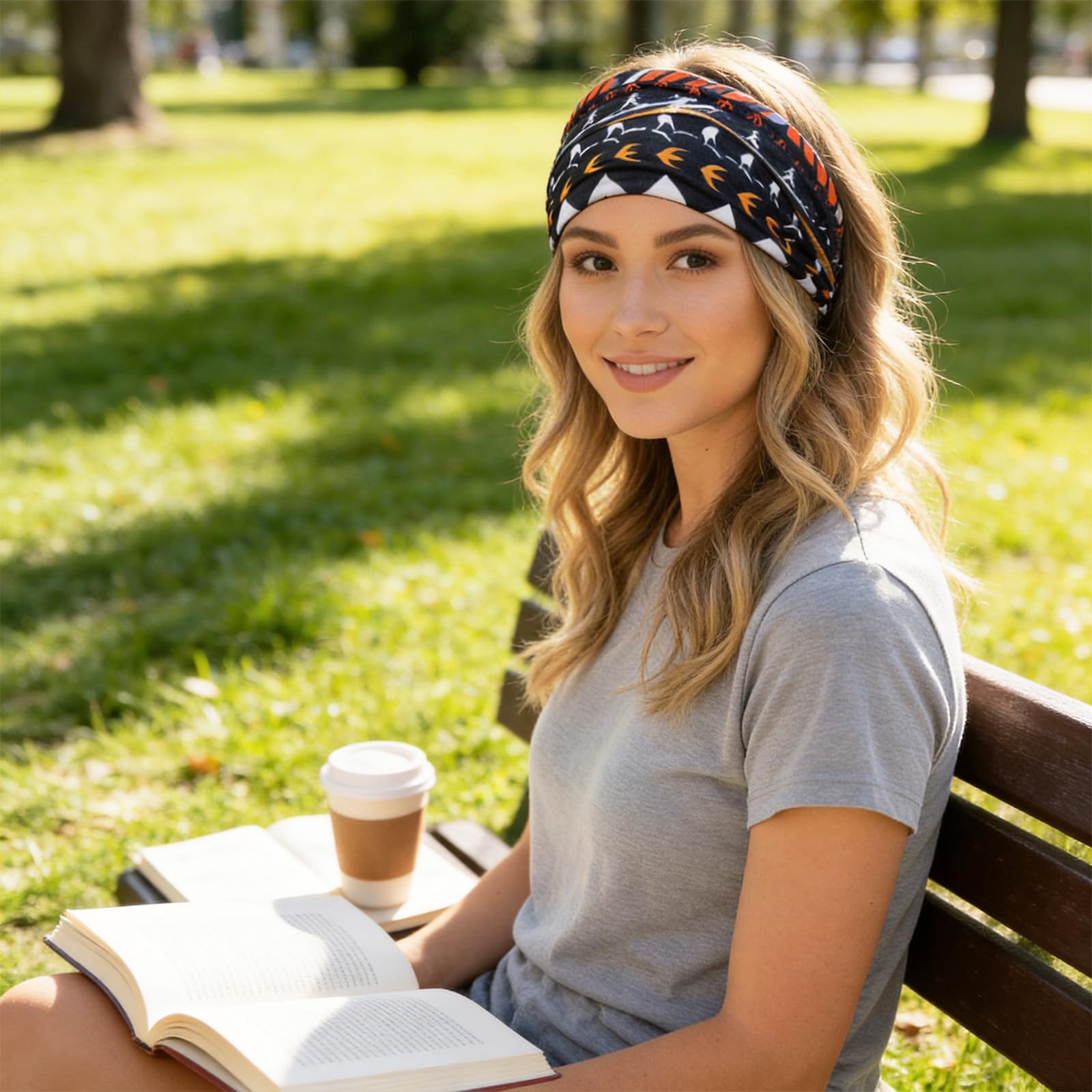 Diademas anchas para mujer, estilo bohemio, para entrenamiento, anudadas, para el cabello africano, antideslizante, para yoga, correr, deportes, accesorios para el cabello, paquete de 4