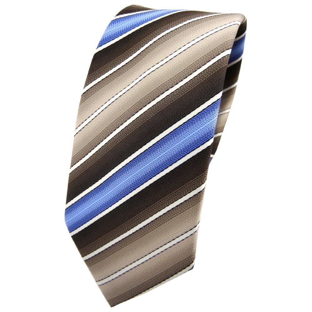 Corbata De Punto A Rayas Marrón Y Azul | Cravatta World