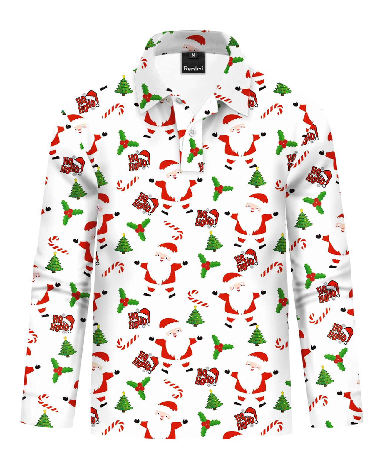 Remimi Kids Valentines Print Polo Shirt Mardi Gras Long Sleeve Collared Shirts 5-14 Years