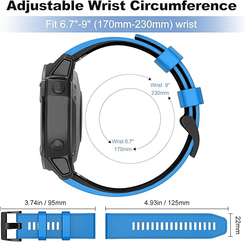 Miniatura 5 de OVERSTEP Correa de reloj compatible con Fenix 5, correa de reloj de silicona suave de 0.866 pulgadas de ancho para Garmin Fenix 5Fenix 5 PlusFenix