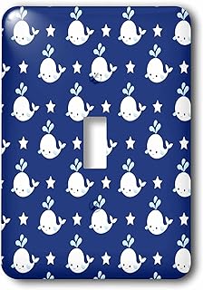 3dRose lsp_274163_1 Cute White Spouting Whales on Dark Blue Pattern Toggle Switch, Mixed
