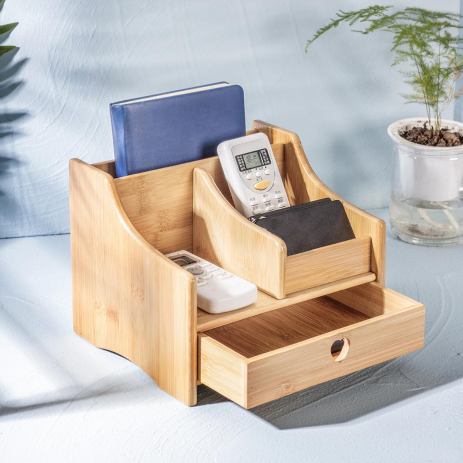 Tissting Organizzatore da Scrivania in Legno con Cassetto Multifunzione | Organizer Scrivania In Legno Con Cassetto Per Ufficio E Casa Ripone Telecomandi E Gioielli