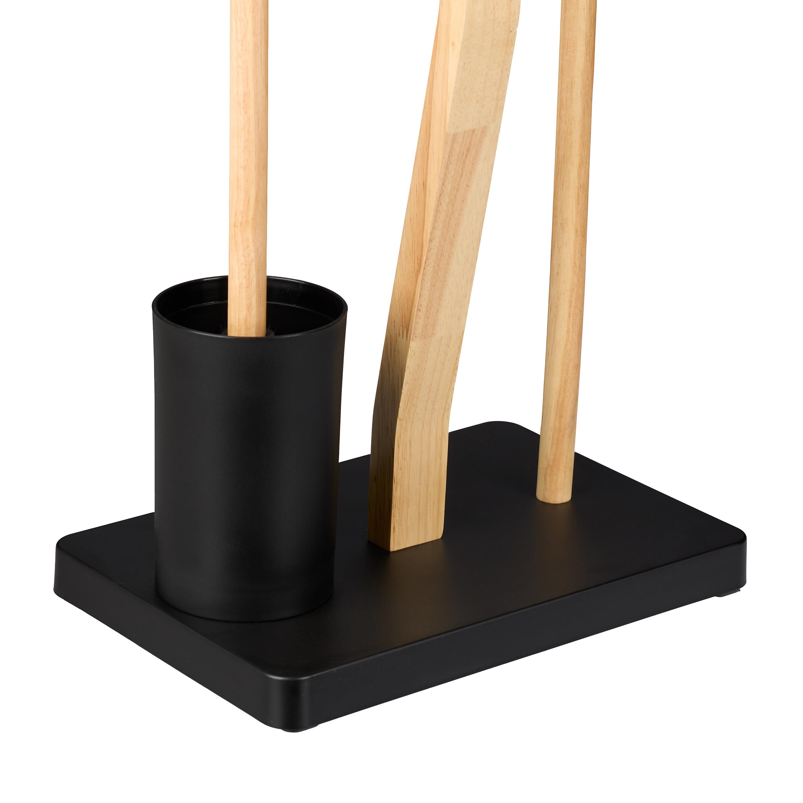 Relaxdays Serviteur WC Non Fixe, avec Support pour téléphone, H x L x P : 80 x 30 x 20 cm, Noir et Nature