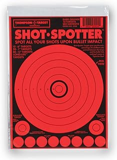 Shot Spotter Orange - Self Adhesive Peel & Stick Gun Range Shooting Targets 6 x 9 Inches (10 Pack)