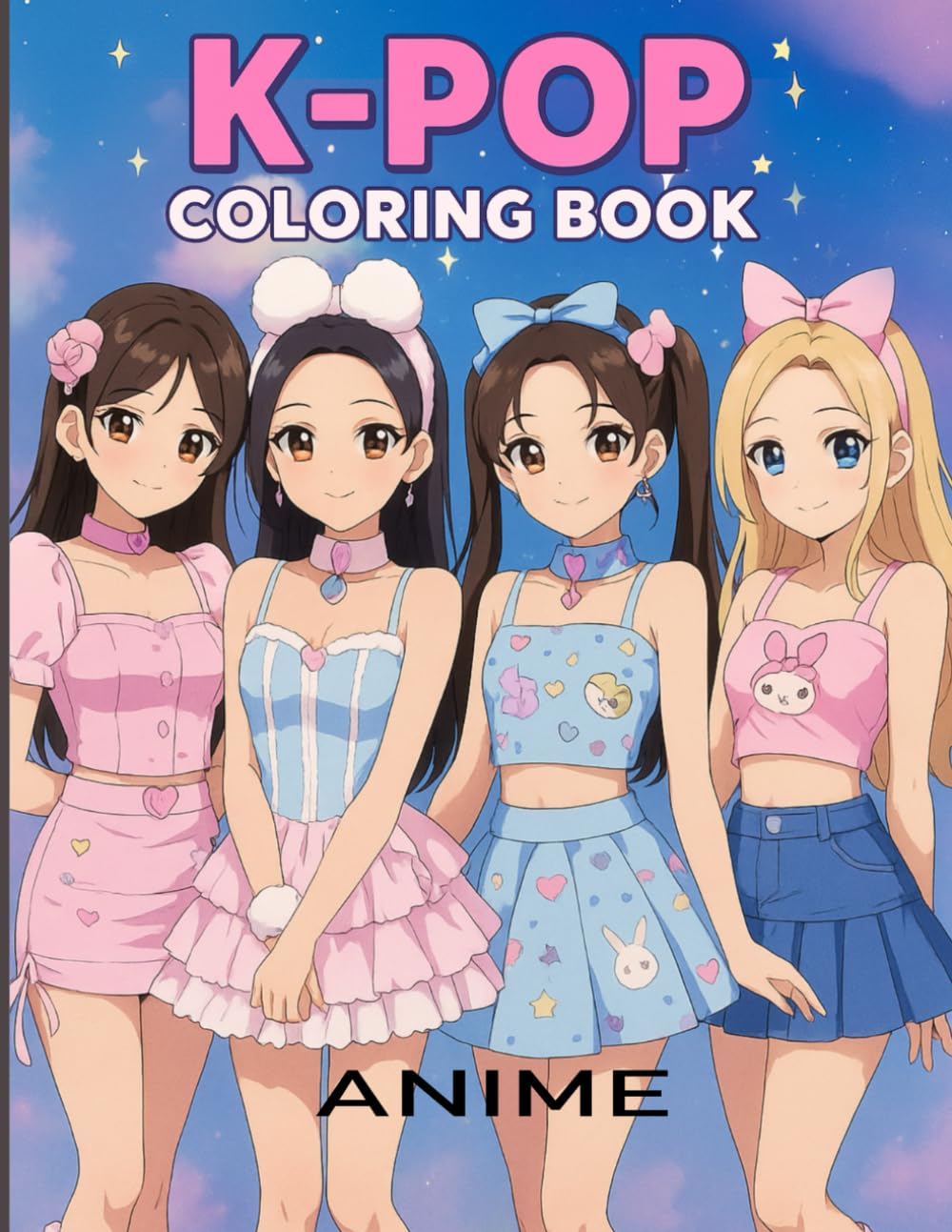 Anime K-pop Coloring Book: Beautiful Idol Looks and Outfits for Kids, Teens, and Adults
