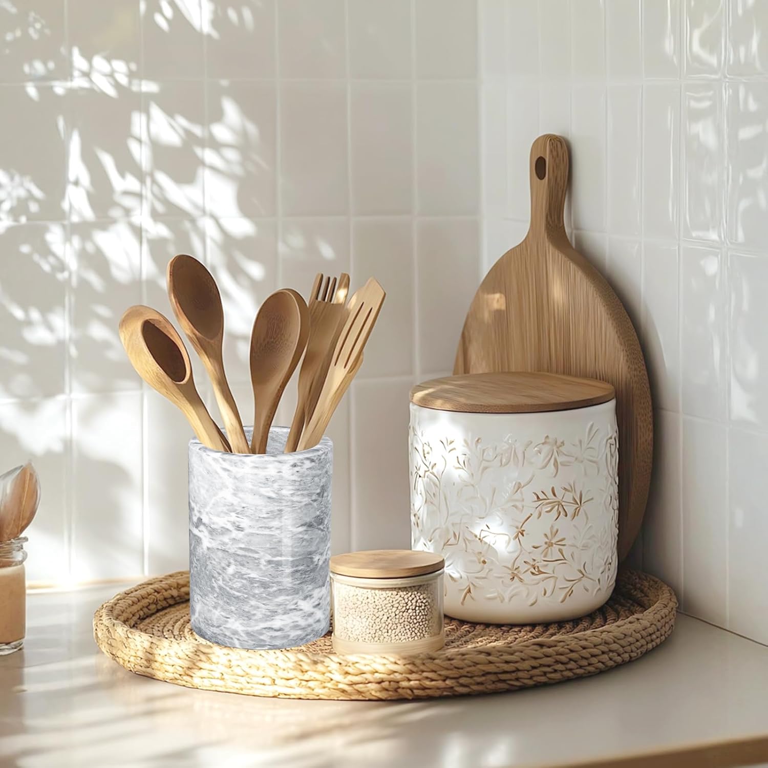 Marble Wine Chiller Bucket, Wine Cooler Champagne Chiller for Party, Kitchen, Bar Decor to Keep Wine & Beverages Cold, Holds Any 750ml Bottle, White - Image 9