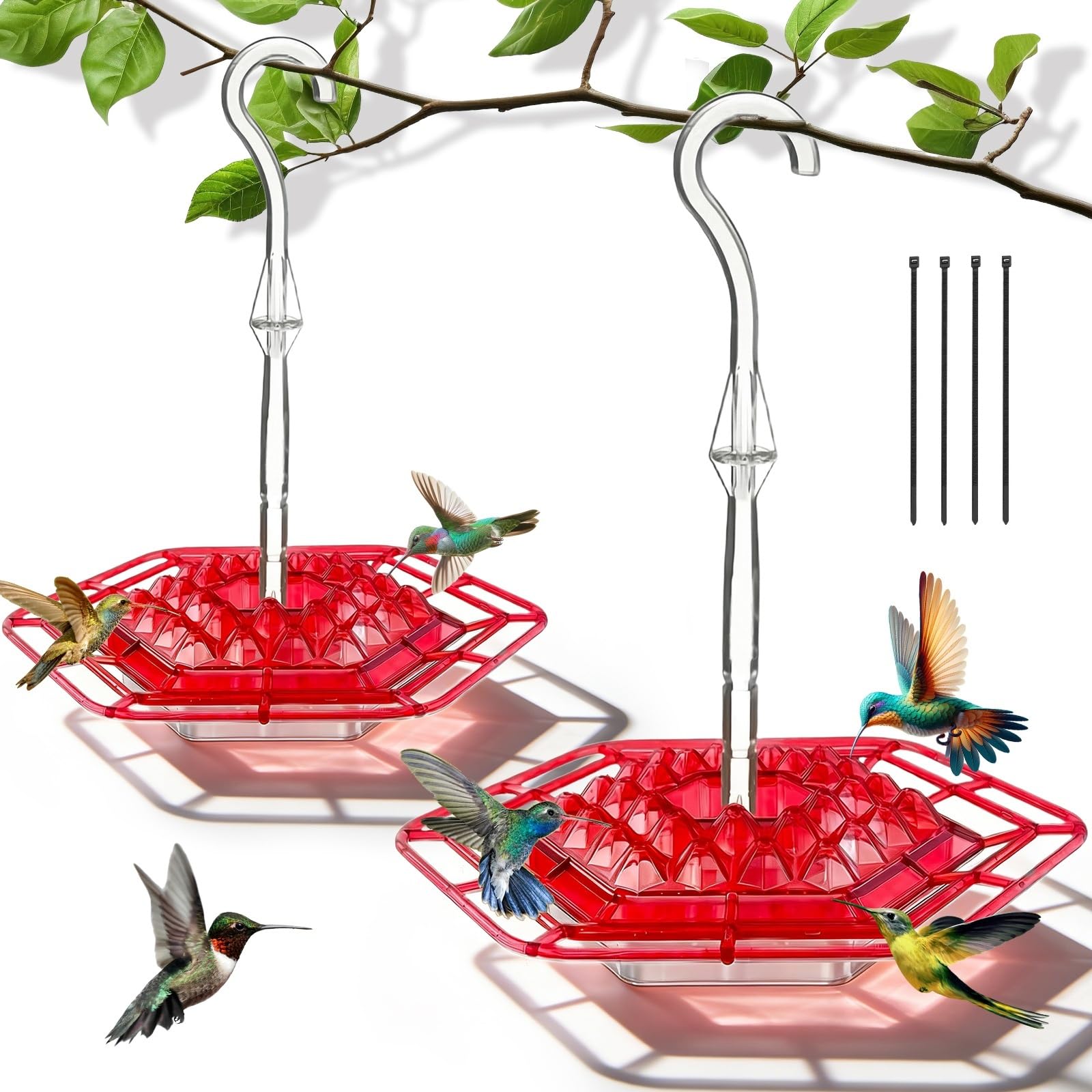 Photo 1 of 2 Pack Hummingbird Feeder for Outdoors Hanging,Easy to Clean and Refill,Ant Proof No Leak,with 30 Feeding Ports Saucer Humming Bird Feeder Hummingbird feeders for Window