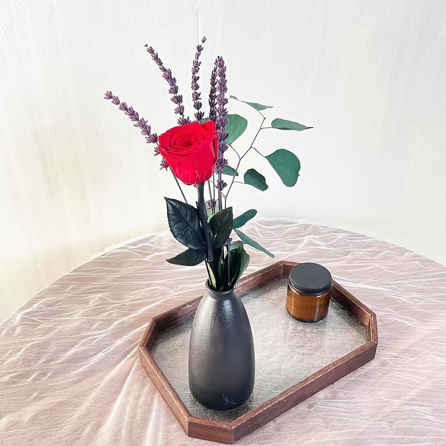 Fortunate Flowers for Delivery Prime, Preserved Forever Roses Birthday Flower for Women Her Wife Mom Grandma Friends, Long Stems Real Rose, Eucalyptus and Lavender Flowers Bouquets