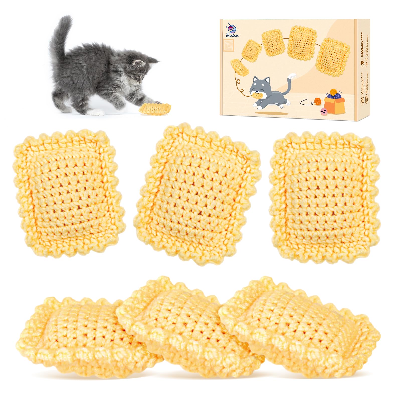 Crochetta Crochet Kit for Beginners, Amigurumi Crocheting Animals Kits w Step-by-Step Video Tutorials, Knitting Starter Pack for Adults and Kids, Crochet Catnip Bag (40%+ Yarn Content)