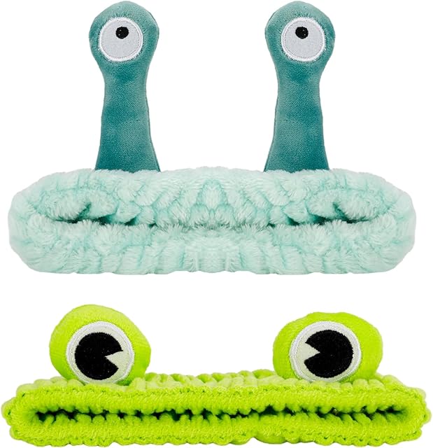 umorismo 2 Pcs Spa Headband, Face Snail Hair Bands Frog Makeup Headbands Washing Hairband Head Wraps for Washing Face Shower Sports Beauty Skincare