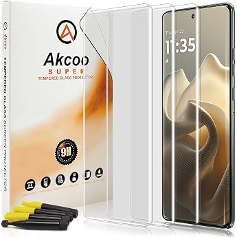 Screen Protector for Motorola Edge 60 Pro Tempered Glass UV Set [3 Pack] Edge to Edge Full Coverage 9H Scratch-Resistant Touch Sensitive