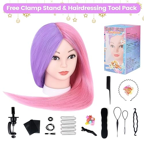 Miniatura 7 de MYSWEETY Cabeza de maniquí con cabello, cabeza de muñeca para peinar el cabello, cabeza de maniquí de 26 pulgadas con 70% cabello humano real,