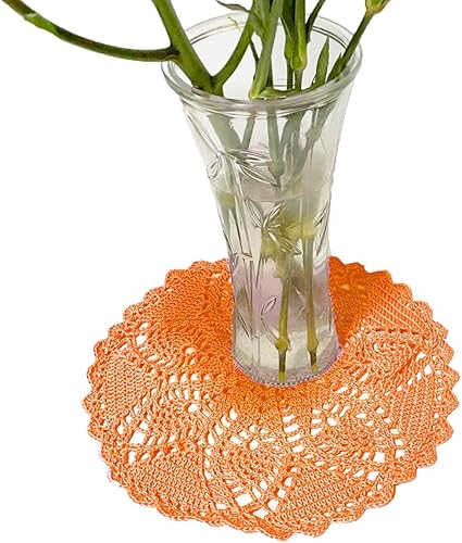 Miniatura 4 de BIBITIME 2 piezas de manteles de encaje para mesa, doilies de 11 pulgadas a 12 pulgadas, redondos, hechos a mano, de ganchillo, para la cocina,